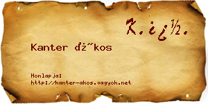 Kanter Ákos névjegykártya